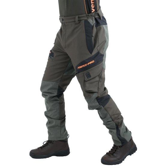Pantalone softshell caccia cinghiale arancione tecnico tasche sporivo