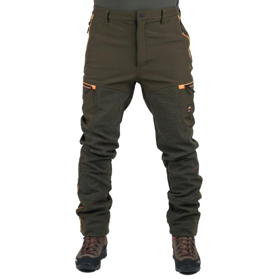 Pantalone softshell da caccia impermeabile e traspirante elasticizzato doppiato in pile e membrana M-tex