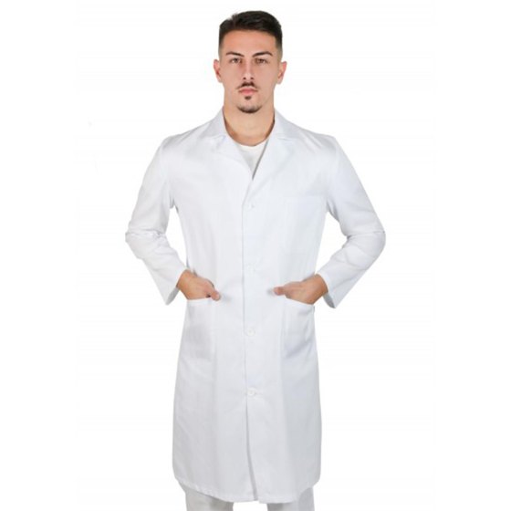 Camice Bianco da Laboratorio uomo in Cotone sanforizzato pettinato made in italy - Personalizzabile con il tuo logo