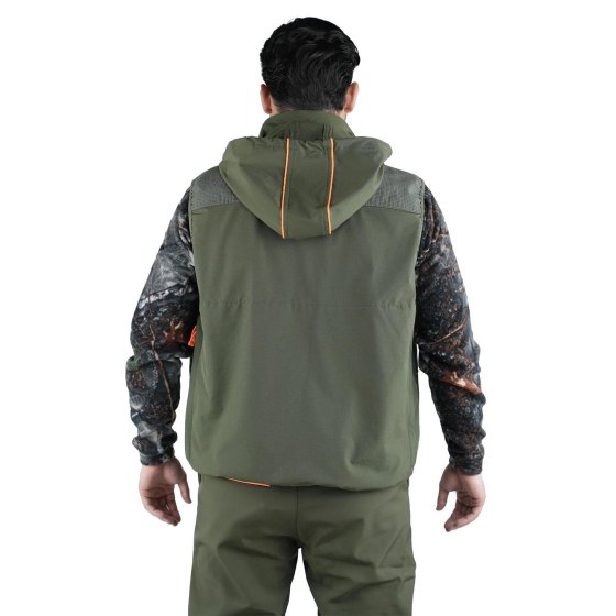 Gilet smanicato caccia antispino carniere caccia arancio verde tasche uomo sportivo
