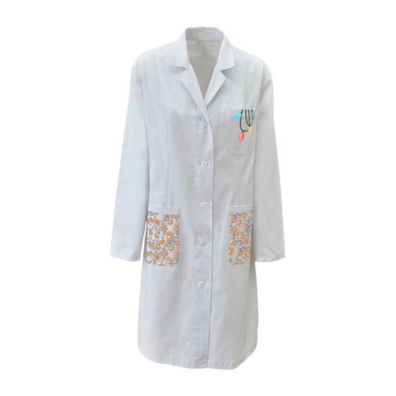 Camice bianco Natalizio ospedaliero lavoro Donna medico dottore veterinario bottoni pediatra laboratorio
