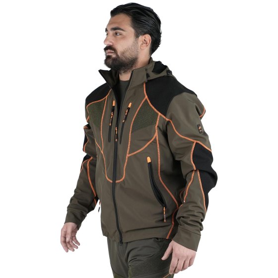 Giacca giubbino Softshell foderata in pile membrana M-tex Impermeabile Cappuccio
