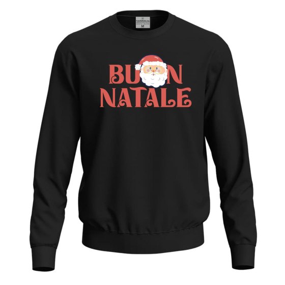 Felpa maglia maglione unisex BUON NATALE maniche lunghe regalo feste dono uomo donna