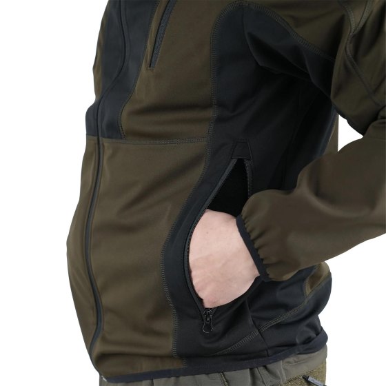 Giacca giubbino caccia tessuto leggero Microshell cappuccio con zip impermeabile