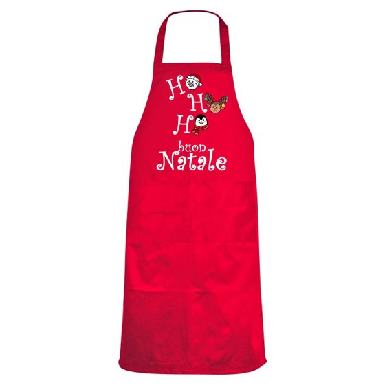 Grembiule da cucina Collo Decorazioni Natalizie Nativita' Rosso Festa Buon Natale cotone