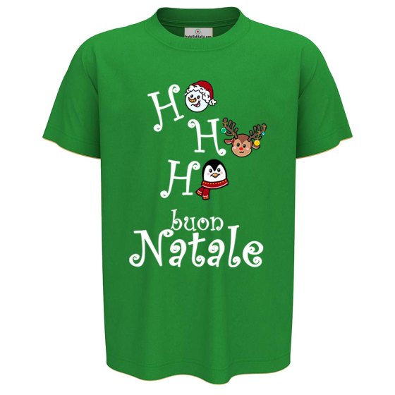 T-shirt maglia bambino unisex mezza manica girocollo stampa natalizia Buon Natale rossa