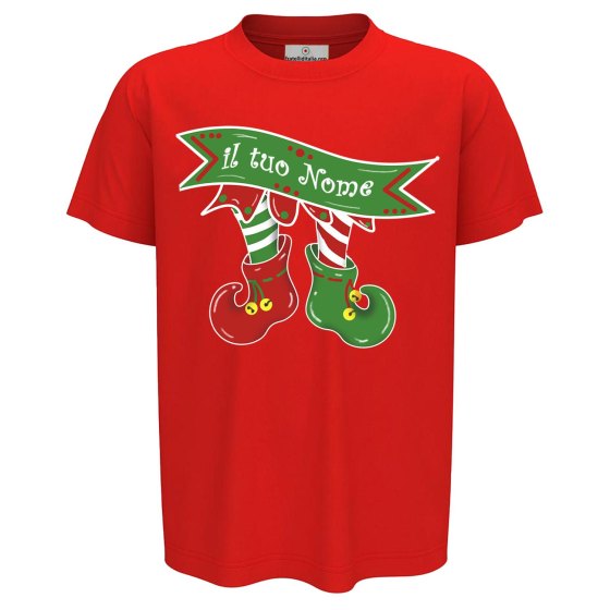 T-shirt maglia natalizia per bambini con disegno elfo Natale bambino bimbo abbigliamento feste