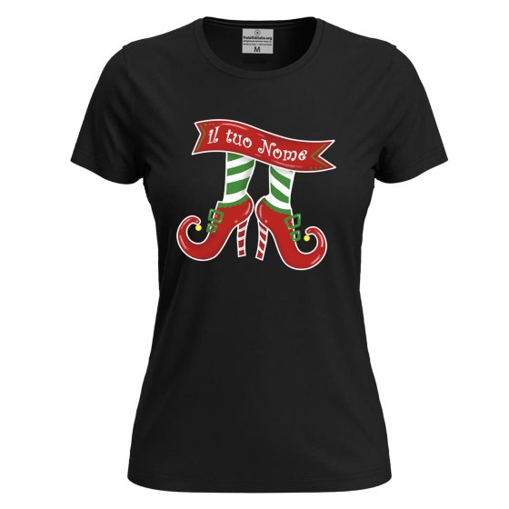 T-shirt natalizia donna con disegno a tema festivo personalizzabile idea regalo per le festività