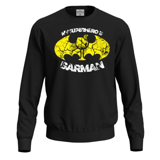 Felpa maglia con stampa BARMAN unisex per barista moda lavoro caffe' vineria birreria idea regalo uomo donna