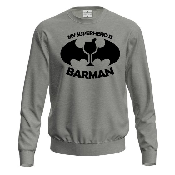 Felpa maglia con stampa BARMAN unisex per barista moda lavoro caffe' vineria birreria idea regalo uomo donna