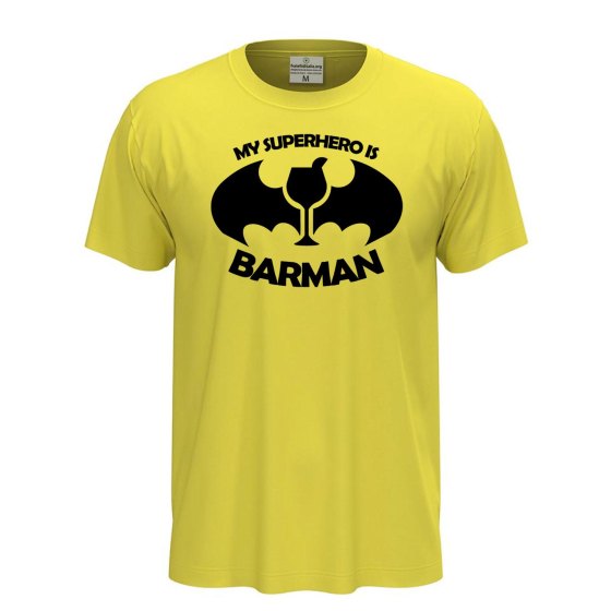 T-shirt maglia mezza manica con Stampa DTF BARMAN cartoni personaggi fumetti bar caffetteria idea regalo