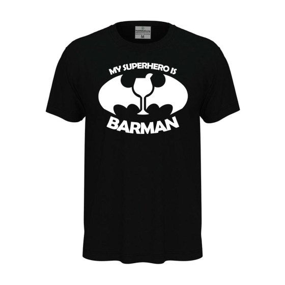 T-shirt maglia mezza manica con Stampa DTF BARMAN cartoni personaggi fumetti bar caffetteria idea regalo