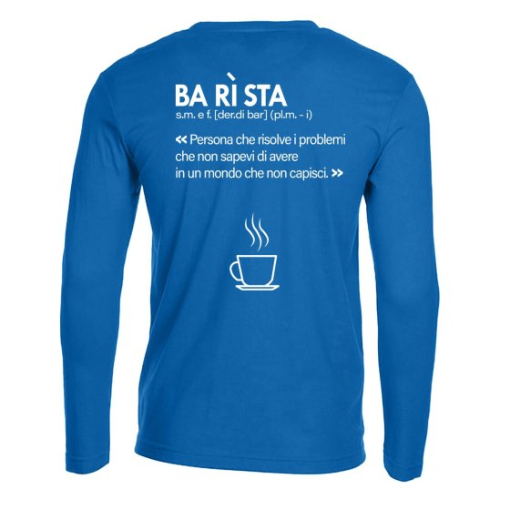 T-shirt classica a manica lunga con stampa sul retro DTF Barista Definizione idea regalo uomo donna
