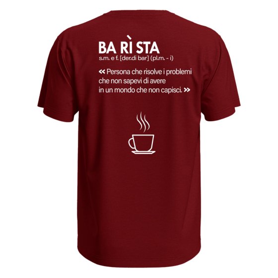 T-shirt classica mezza manica con stampa DTF Barista Definizione idea regalo uomo donna