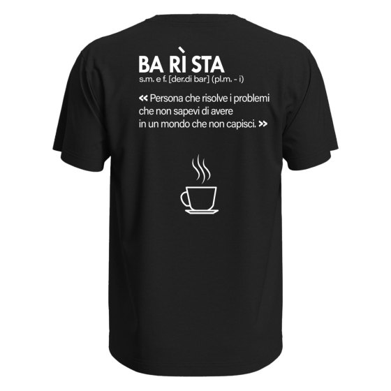 T-shirt classica mezza manica con stampa DTF Barista Definizione idea regalo uomo donna