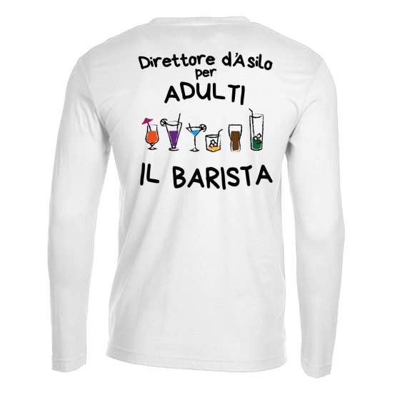 T-shirt maglia classica a manica lunga stampa simpatica bar barman cocktail idea regalo uomo donna