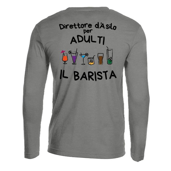 T-shirt maglia classica a manica lunga stampa simpatica bar barman cocktail idea regalo uomo donna