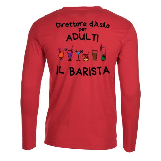 T-shirt maglia classica a manica lunga stampa simpatica bar barman cocktail idea regalo uomo donna