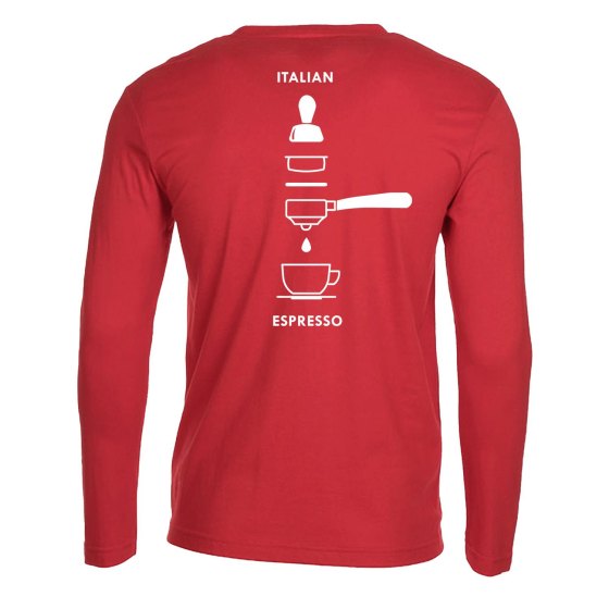 T-shirt maglia  manica lunga con stampa ITALIAN ESPRESSO bar barista caffetteria idea regalo uomo donna