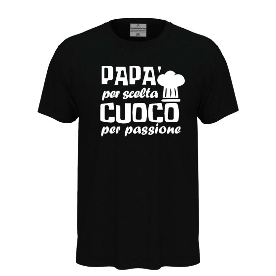 T-shirt classica mezza manica con stampa DTF Papa' Cucina festa del papa' chef cuoco maglia