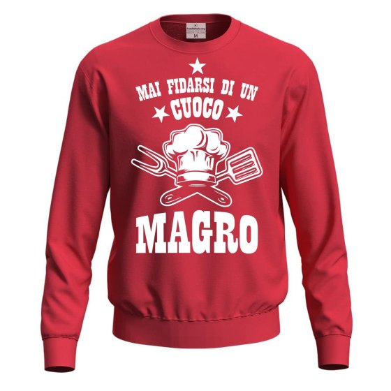 Felpa maglia unisex "Cuoco Magro" cotone con stampa Idea regalo originale chef cucina ristorante bar
