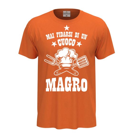 T-shirt maglia mezza manica con stampa DTF "Cuoco Magro" ristorante bar pizzeria abiti da lavoro idea regalo
