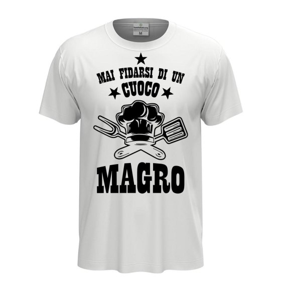 T-shirt maglia mezza manica con stampa DTF "Cuoco Magro" ristorante bar pizzeria abiti da lavoro idea regalo