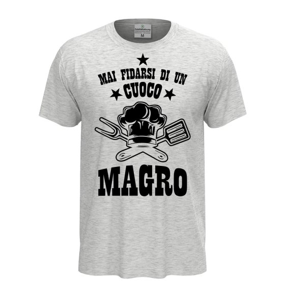 T-shirt maglia mezza manica con stampa DTF "Cuoco Magro" ristorante bar pizzeria abiti da lavoro idea regalo