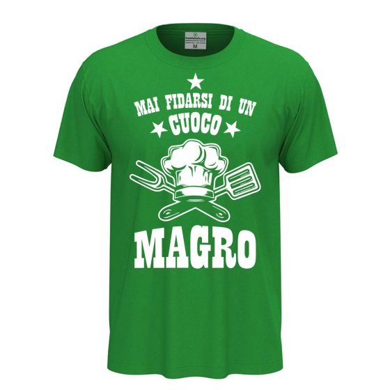 T-shirt maglia mezza manica con stampa DTF "Cuoco Magro" ristorante bar pizzeria abiti da lavoro idea regalo