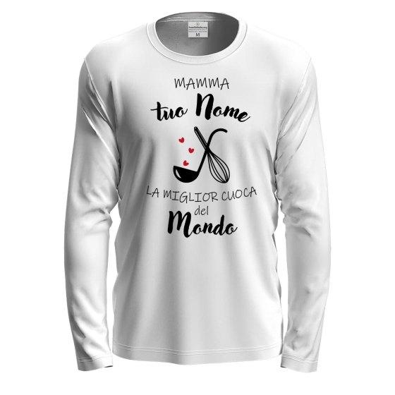 T-shirt a Manica Lunga Personalizzabile "Mamma la Miglior Cuoca" con Stampa DTF  Idea Regalo festa della mamma