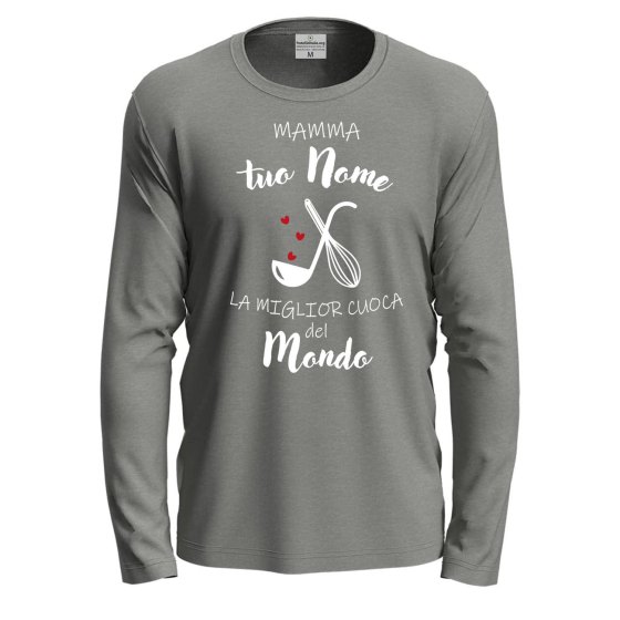 T-shirt a Manica Lunga Personalizzabile "Mamma la Miglior Cuoca" con Stampa DTF  Idea Regalo festa della mamma