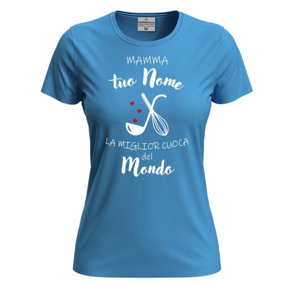 T-shirt a Manica Corta Personalizzabile "Mamma la Miglior Cuoca" con Stampa Idea Regalo Festa della mamma
