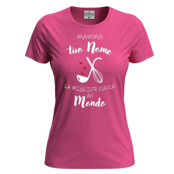 T-shirt a Manica Corta Personalizzabile "Mamma la Miglior Cuoca" con Stampa Idea Regalo Festa della mamma