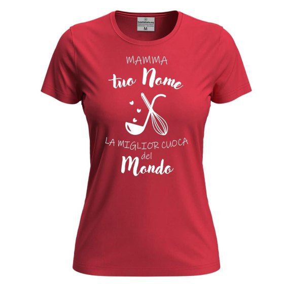 T-shirt a Manica Corta Personalizzabile "Mamma la Miglior Cuoca" con Stampa Idea Regalo Festa della mamma