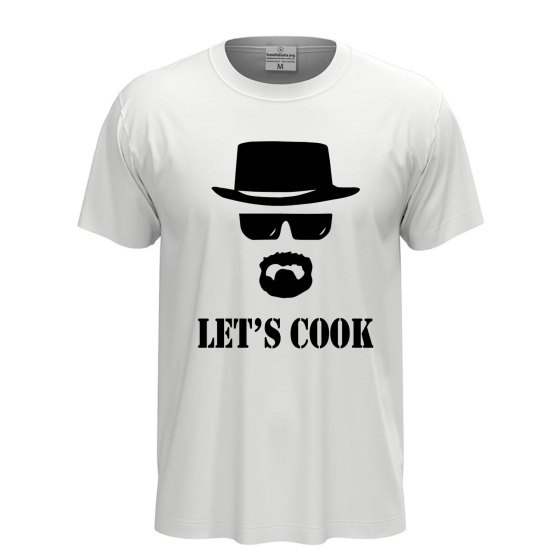 T-shirt classica a manica corta con stampa DTF "LET'S COOK" cuoco bar regalo chef divertente