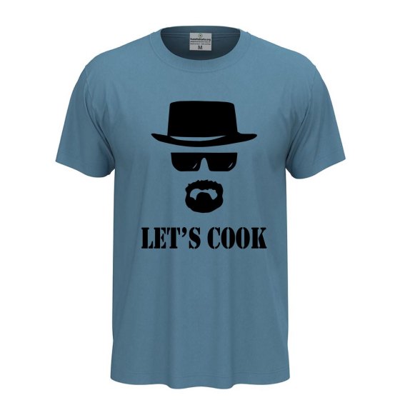 T-shirt classica a manica corta con stampa DTF "LET'S COOK" cuoco bar regalo chef divertente