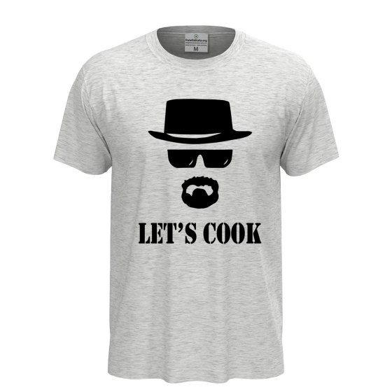 T-shirt classica a manica corta con stampa DTF "LET'S COOK" cuoco bar regalo chef divertente