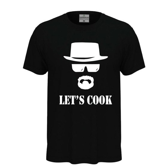 T-shirt classica a manica corta con stampa DTF "LET'S COOK" cuoco bar regalo chef divertente