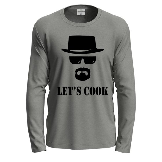 T-shirt a manica lunga con stampa DTF LET'S COOK Abbigliamento cuoco cucina grill festa