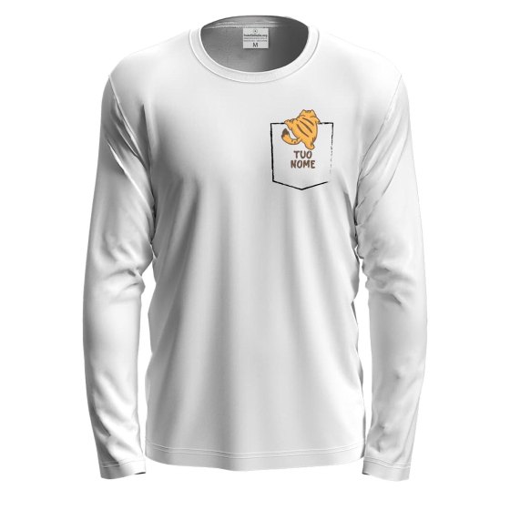 T-shirt a manica lunga con stampa "GATTO NEL TASCHINO" per toelettatori veterinari personalizzabile dogsitter gatti