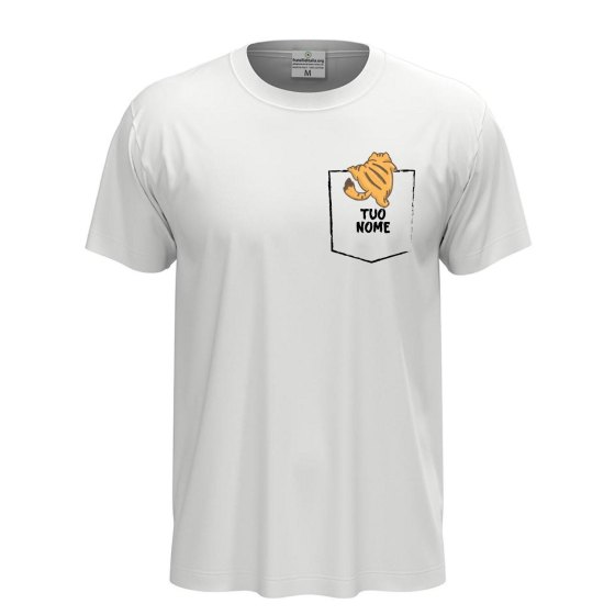 T-shirt unisex a manica corta con stampa "GATTO NEL TASCHINO" per toelettatori o veterinari, idea regalo amanti gatti