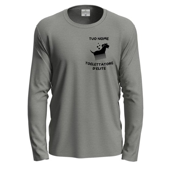T-shirt a manica lunga con stampa DTF toelettatore  per toelettatori o veterinari  personalizzabile con nome