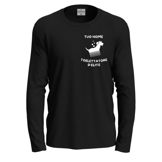 T-shirt a manica lunga con stampa DTF toelettatore  per toelettatori o veterinari  personalizzabile con nome