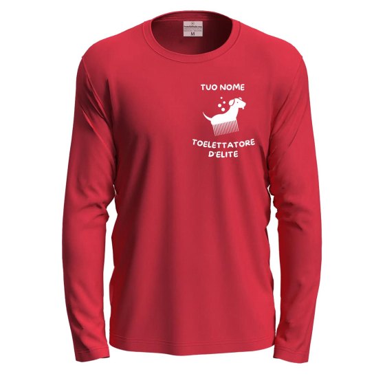 T-shirt a manica lunga con stampa DTF toelettatore  per toelettatori o veterinari  personalizzabile con nome