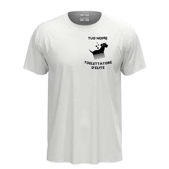 T-shirt unisex a manica corta con stampa toelettatore veterinari, idea regalo personalizzabile con nome