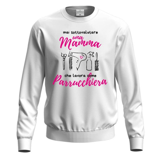 Felpa maglia stampa  "Mamma parrucchiera" festa della mamma parrucchiera capelli coiffeur regalo