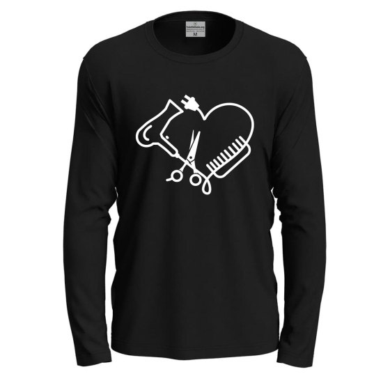 T-Shirt a Manica Lunga Parrucchiere "Hair Stylist" per Barbieri  Parrucchieri pettine phon Hairstylist