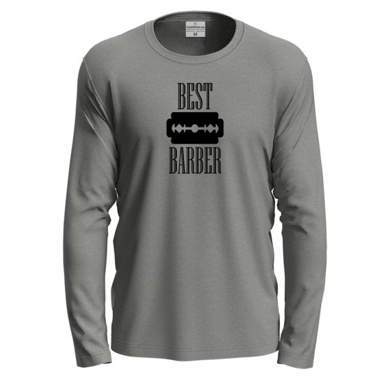 T-shirt a Manica Lunga Unisex con Stampa "BEST BARBER" in DTF - Regalo per Parrucchieri e Barbieri