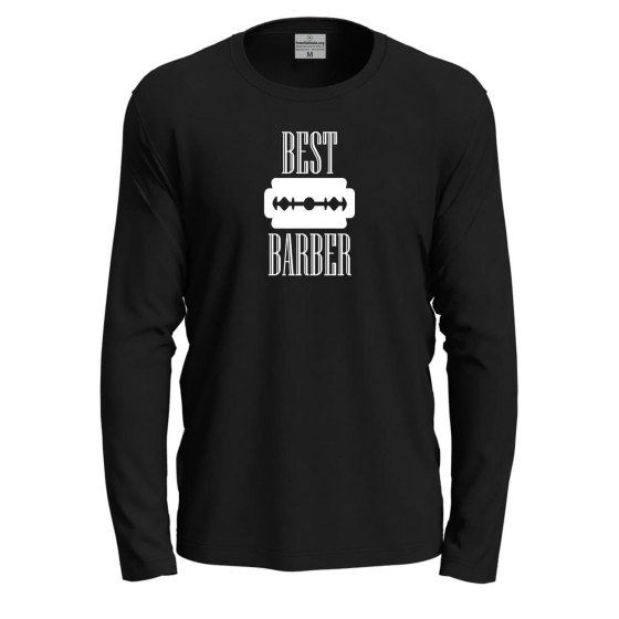T-shirt a Manica Lunga Unisex con Stampa "BEST BARBER" in DTF - Regalo per Parrucchieri e Barbieri