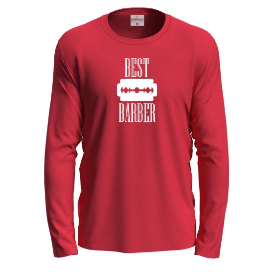T-shirt a Manica Lunga Unisex con Stampa "BEST BARBER" in DTF - Regalo per Parrucchieri e Barbieri